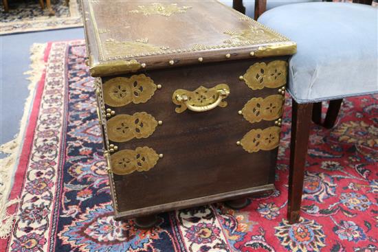 A brass mounted hardwood Zanzibar chest W.91cm